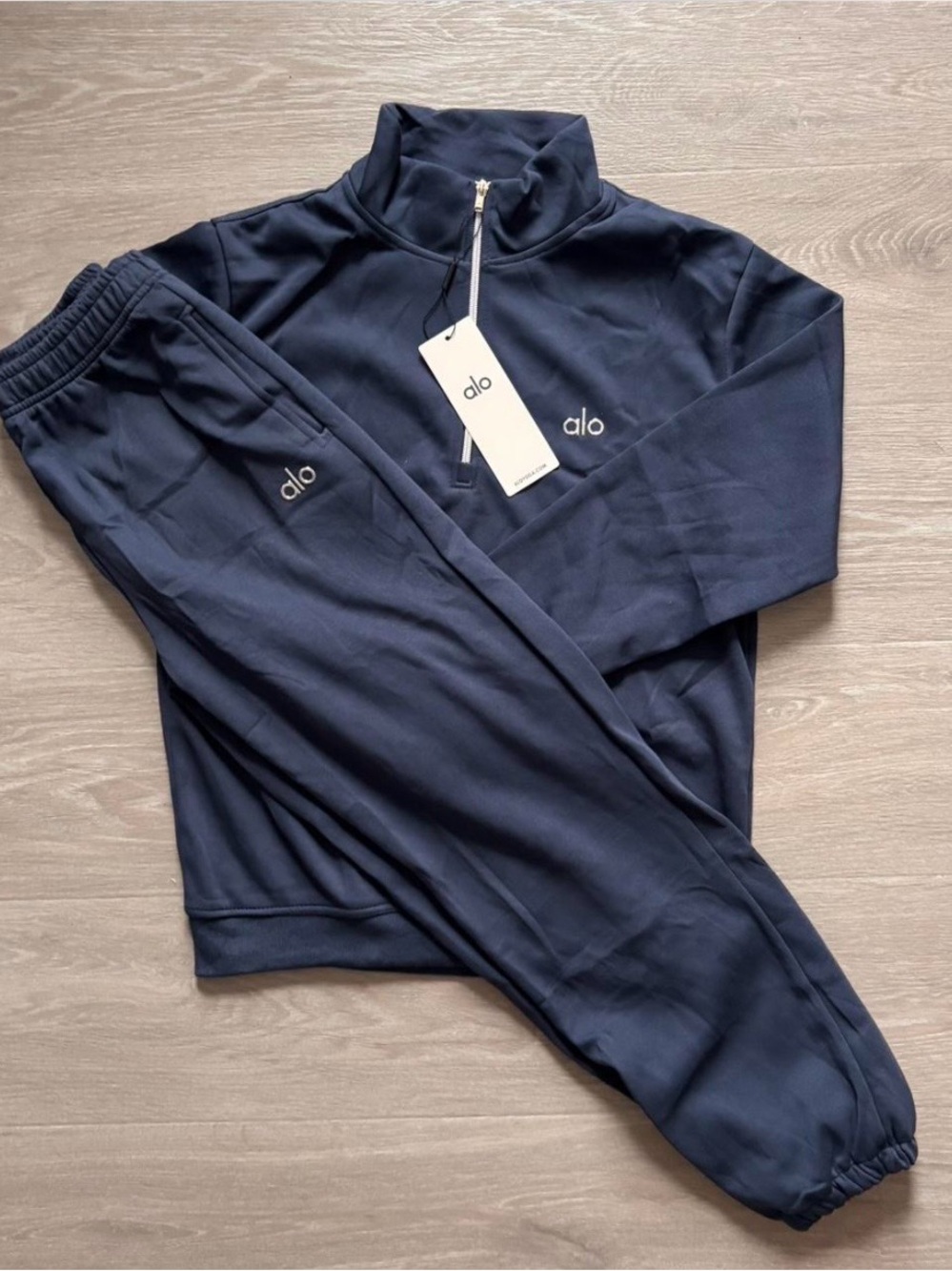 ALO Yoga Navy Half-Zip Set